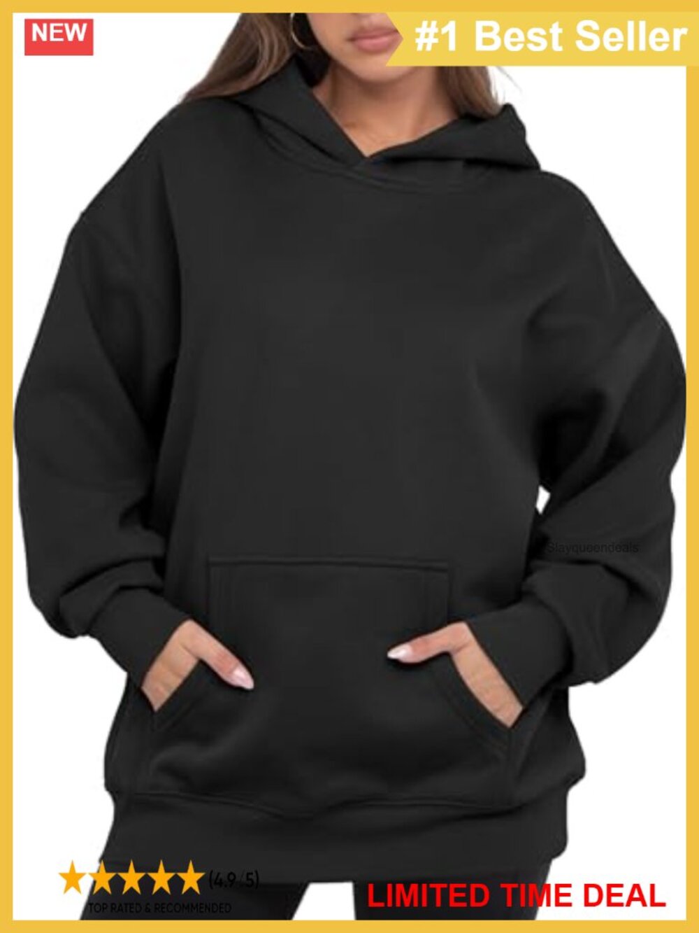 Oversized Fleece Loose Fit Pullover Hoodie Kangaroo Pocket Y2K